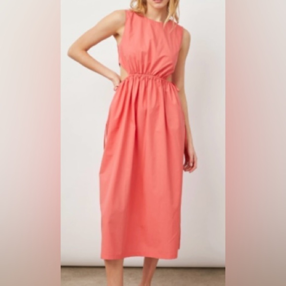 Rails Yvette Side-Cutout Midi Dress in Spice Coral Size Large